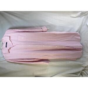 Lauren Ralph Lauren Womans XL Pink White Soft Cotton Button Down Nightshirt NWT